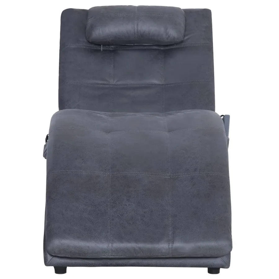 Chaise longue de massage avec oreiller Gris Similicuir daim - 5