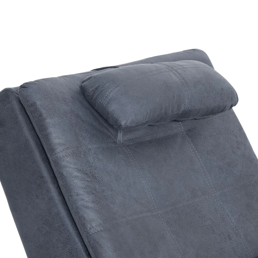 Chaise longue de massage avec oreiller Gris Similicuir daim - 6