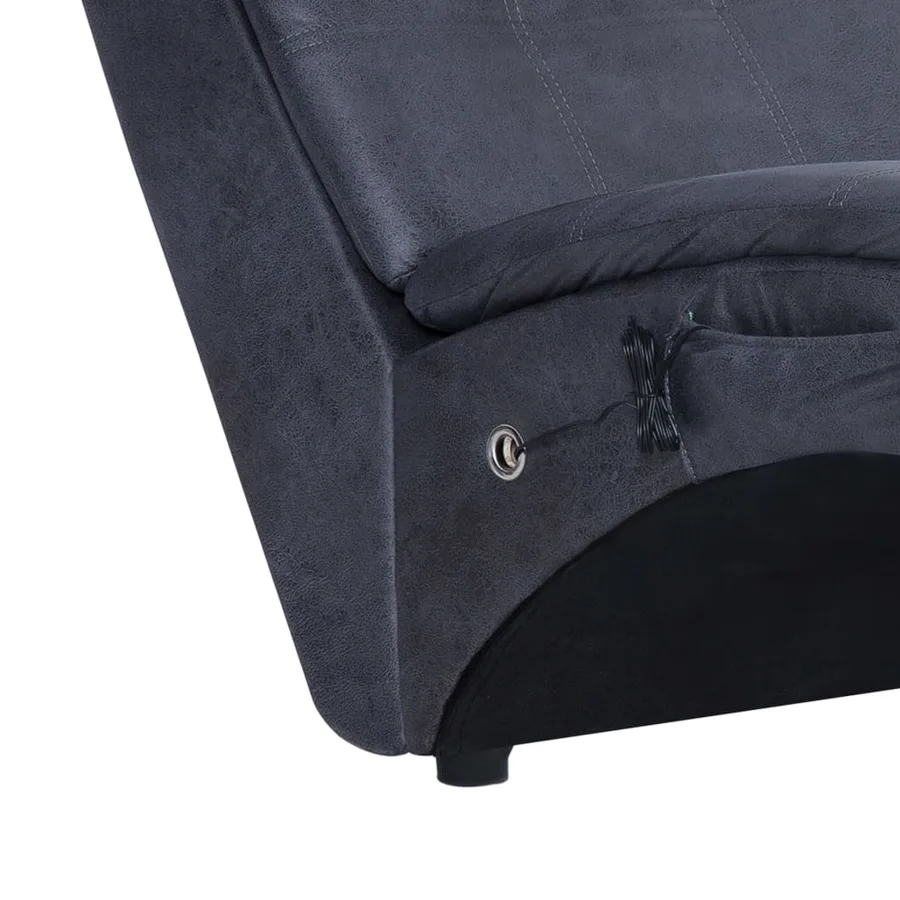 Chaise longue de massage avec oreiller Gris Similicuir daim - 7