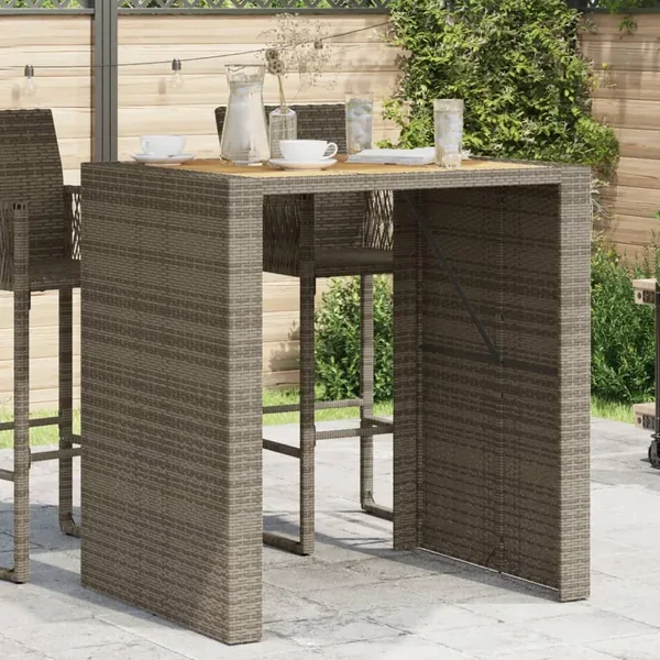 Table de bar de jardin et dessus en bois acacia résine tressée