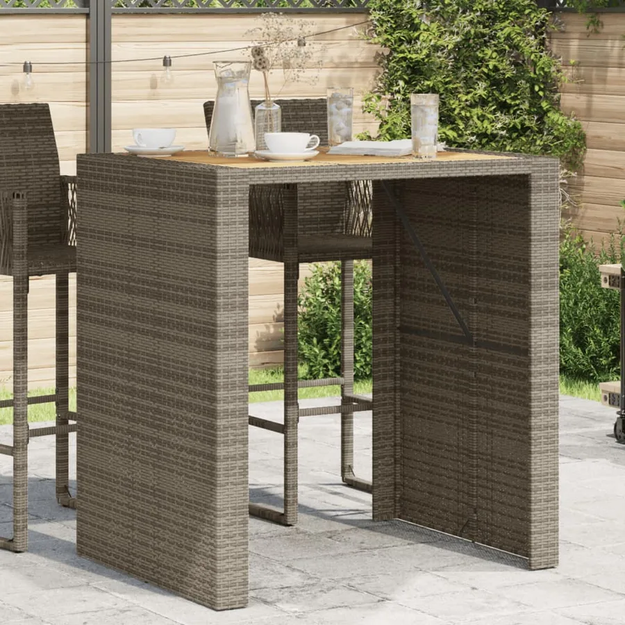 Table de bar de jardin et dessus en bois acacia résine tressée - 3
