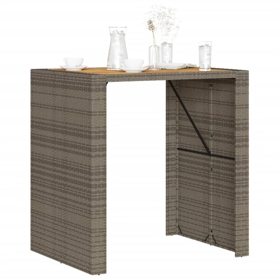 Table de bar de jardin et dessus en bois acacia résine tressée - 4