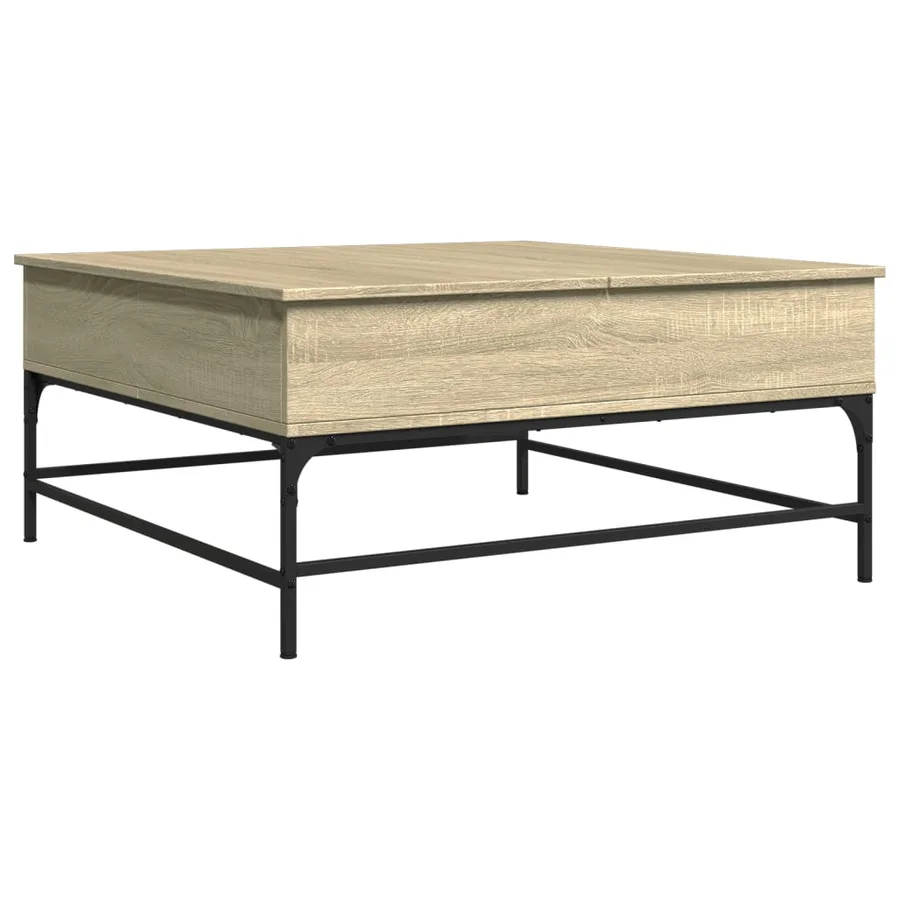 Table basse chêne sonoma 95x95x45 cm bois d'ingénierie et métal - 2