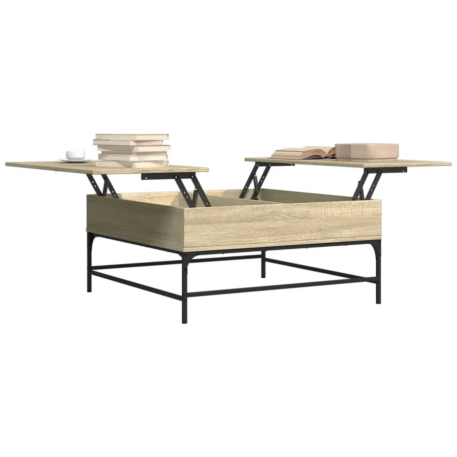 Table basse chêne sonoma 95x95x45 cm bois d'ingénierie et métal - 4