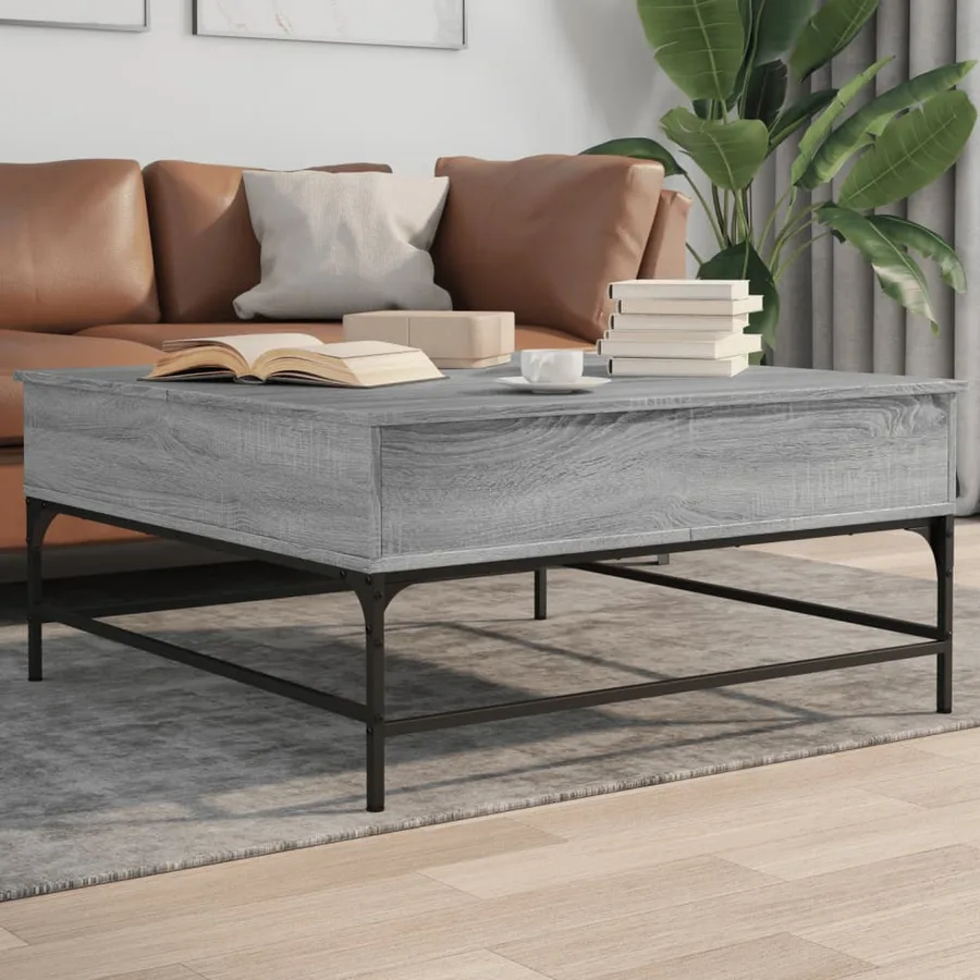 Table basse sonoma gris 95x95x45 cm bois d'ingénierie et métal - 3