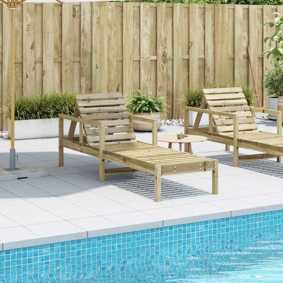 Chaise longue 199,5x62x55 cm bois de pin imprégné - 3