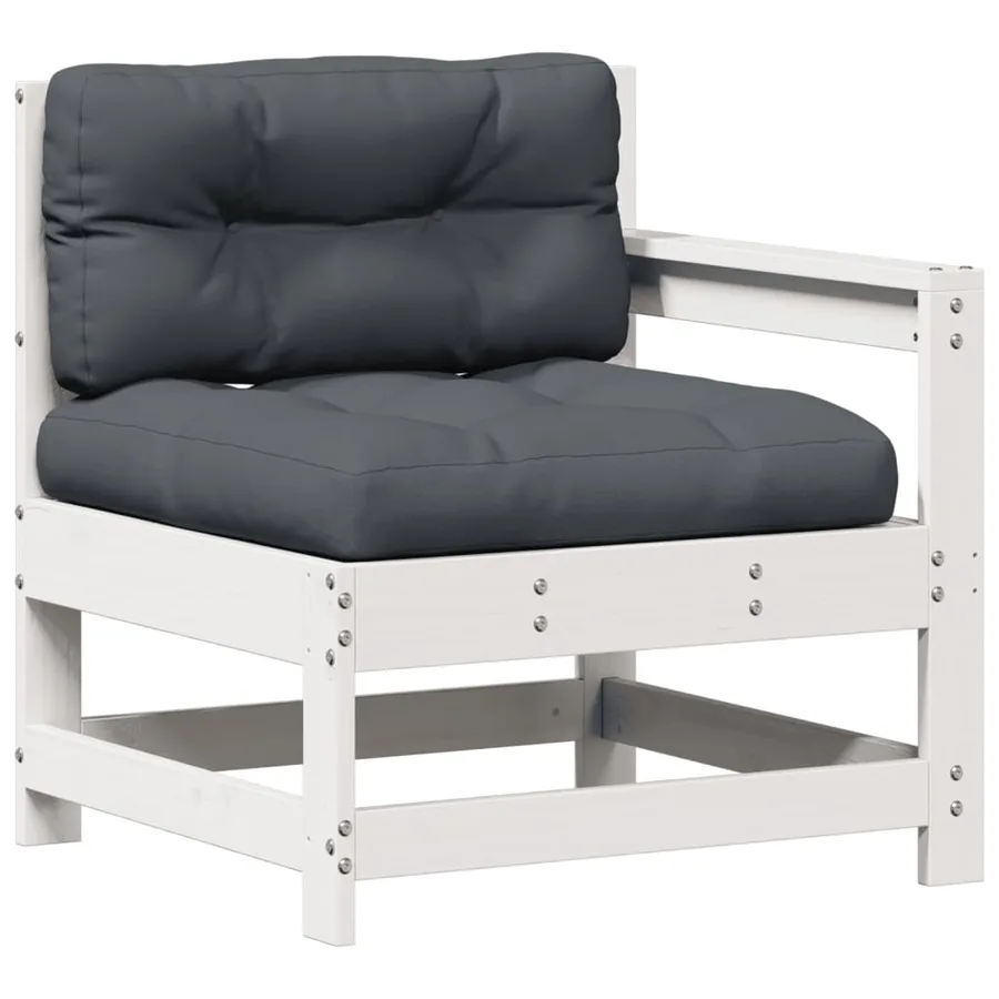 Salon de jardin avec coussins 6 pcs blanc bois de pin massif - 4
