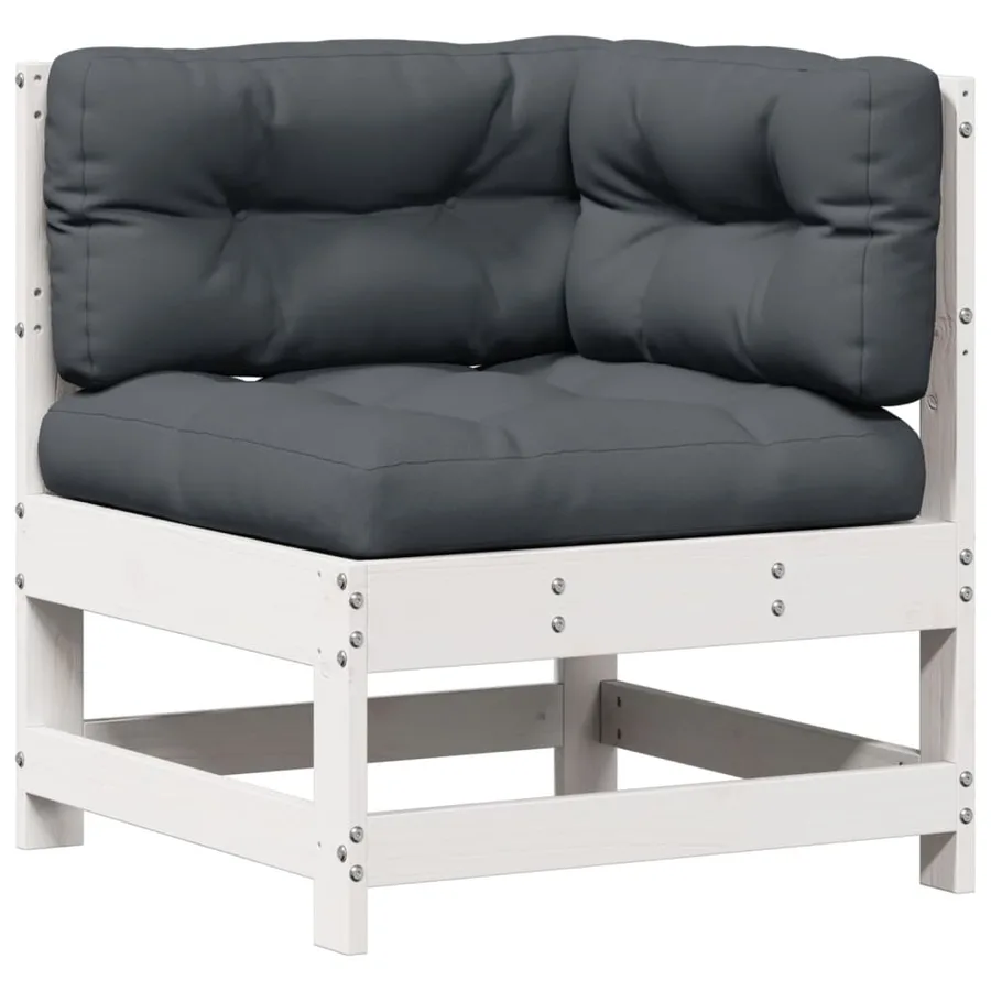 Salon de jardin avec coussins 6 pcs blanc bois de pin massif - 4