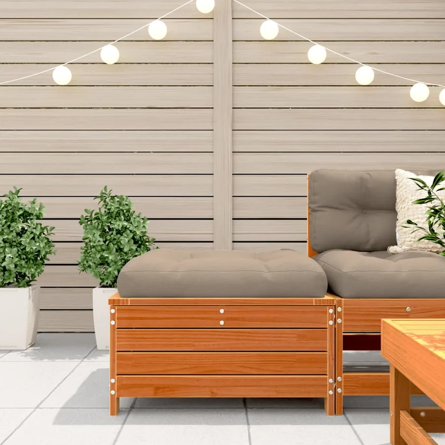 Repose-pied de jardin avec coussin bois massif de pin - 3