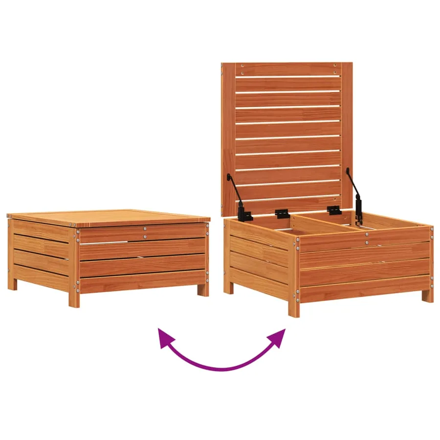 Repose-pied de jardin avec coussin bois massif de pin - 7