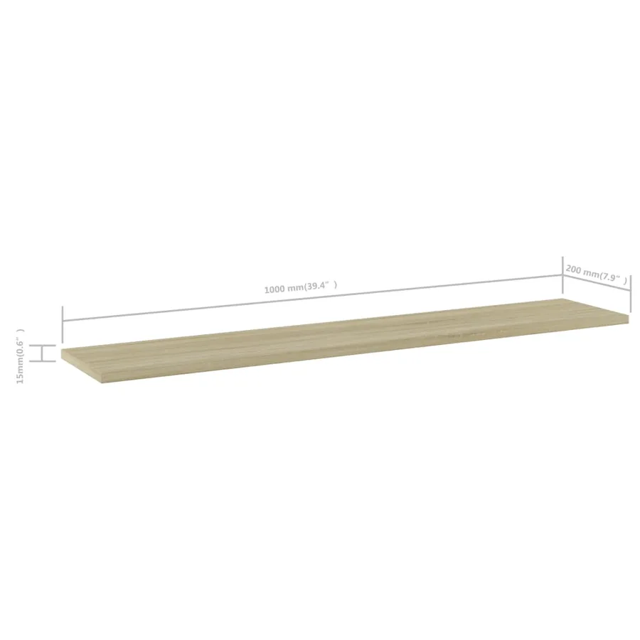 Panneaux bibliothèque 4 pcs Chêne sonoma 100x20x1,5cm Aggloméré - 5