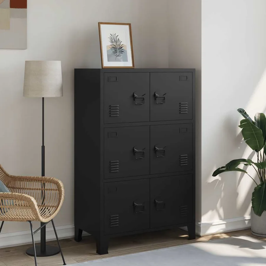 Coffre de rangement industriel Noir 75x40x120 cm Acier