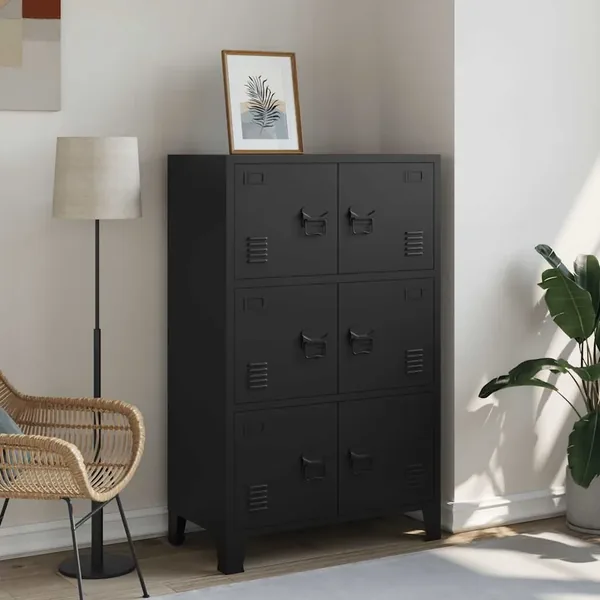 Coffre de rangement industriel Noir 75x40x120 cm Acier