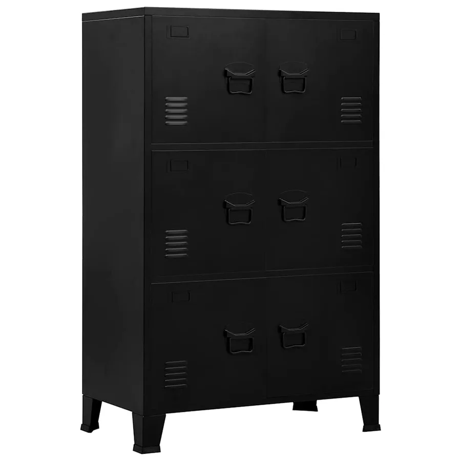 Coffre de rangement industriel Noir 75x40x120 cm Acier - 2