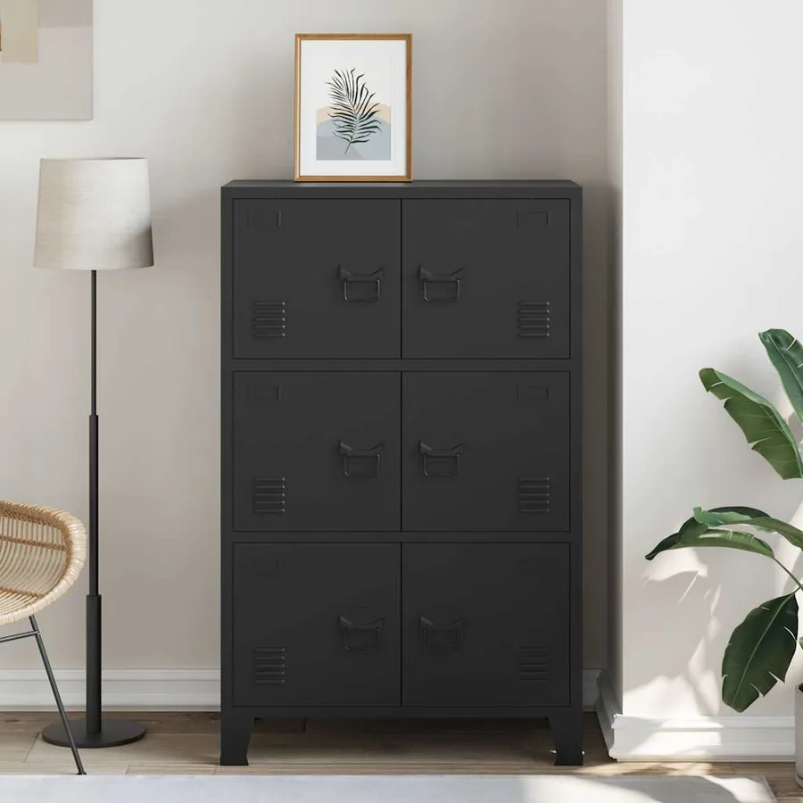 Coffre de rangement industriel Noir 75x40x120 cm Acier - 3
