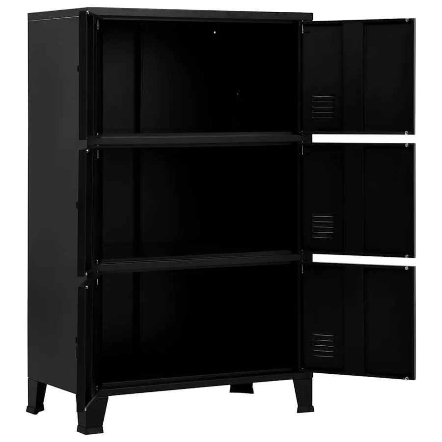 Coffre de rangement industriel Noir 75x40x120 cm Acier - 4