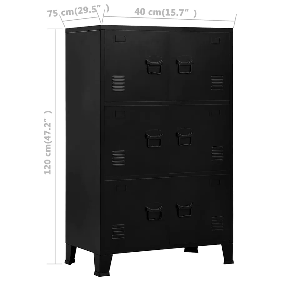 Coffre de rangement industriel Noir 75x40x120 cm Acier - 9