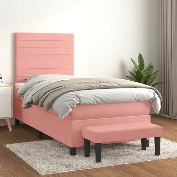 Sommier à lattes de lit avec matelas Rose 90x200 cm Velours