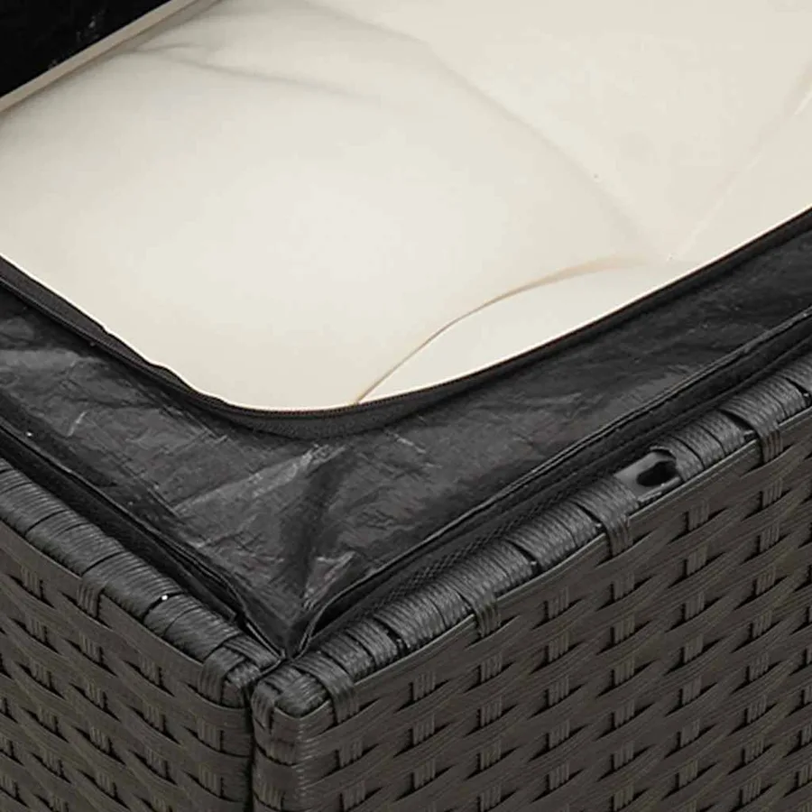 Salon de jardin 7 pcs avec coussins noir résine tressée 62 x 62 x 69 cm - 60,1 kg - 7