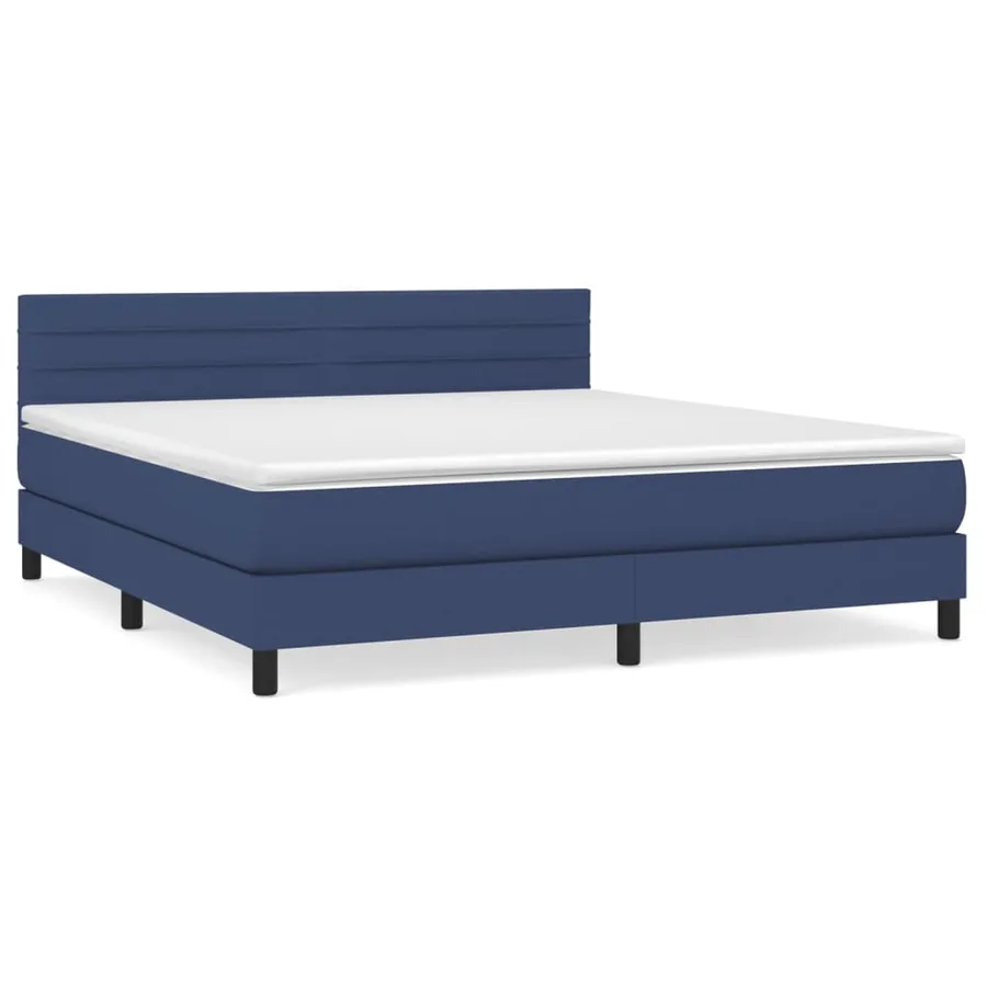 Sommier à lattes de lit avec matelas Bleu 160x200 cm Tissu - 2