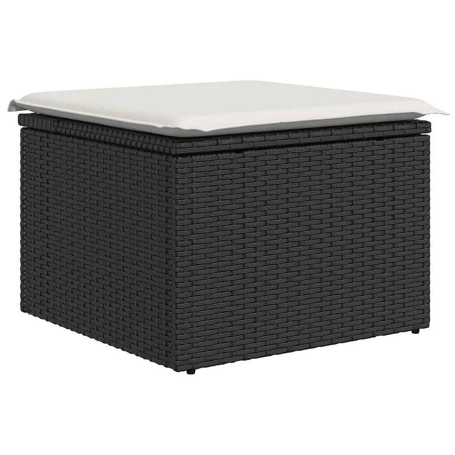 Salon de jardin 6 pcs avec coussins noir résine tressée - 5