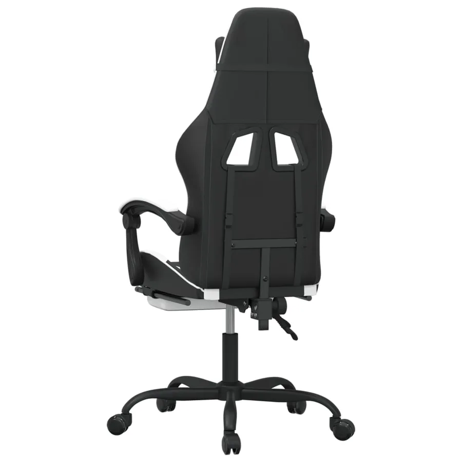 Chaise de jeu avec repose-pied Noir et blanc Similicuir - 5