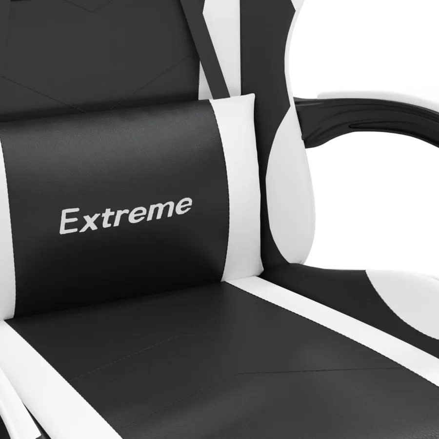 Chaise de jeu avec repose-pied Noir et blanc Similicuir - 9