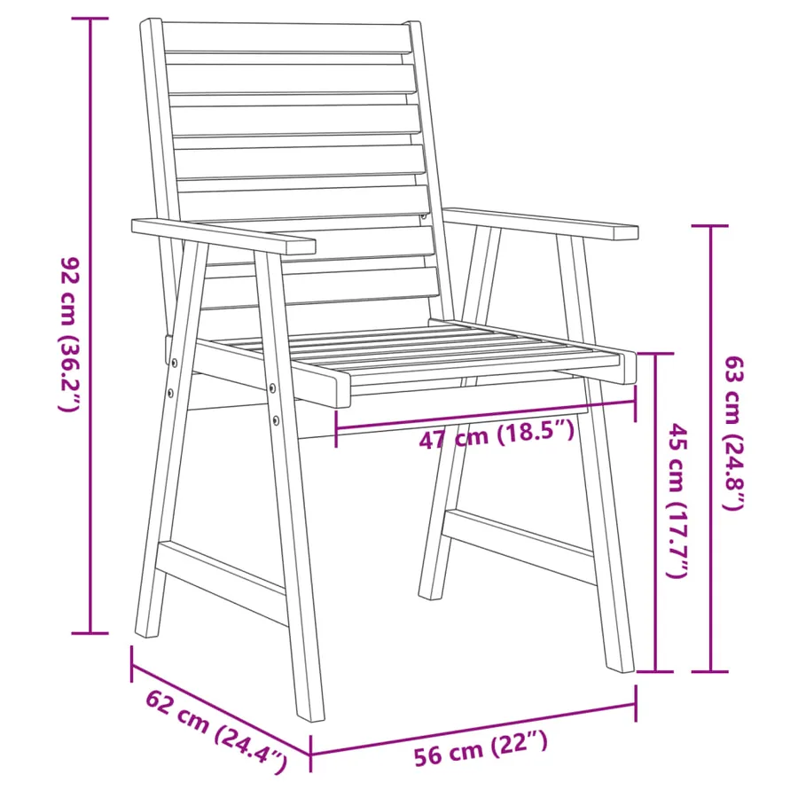 Ensemble à manger de jardin 3 pcs Bois d'acacia solide - 11