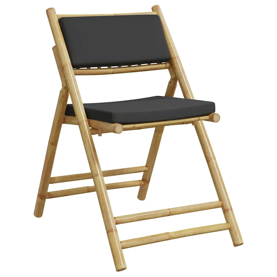 Chaises de bistro pliantes lot de 2 coussins gris foncé bambou - 4