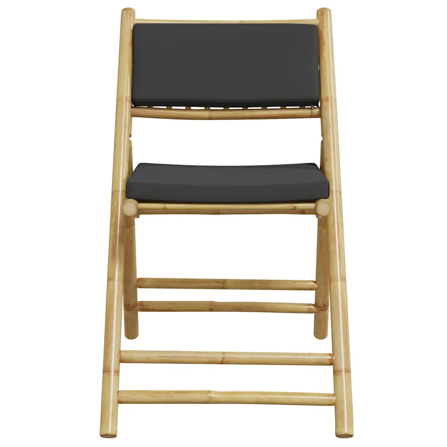 Chaises de bistro pliantes lot de 2 coussins gris foncé bambou - 5