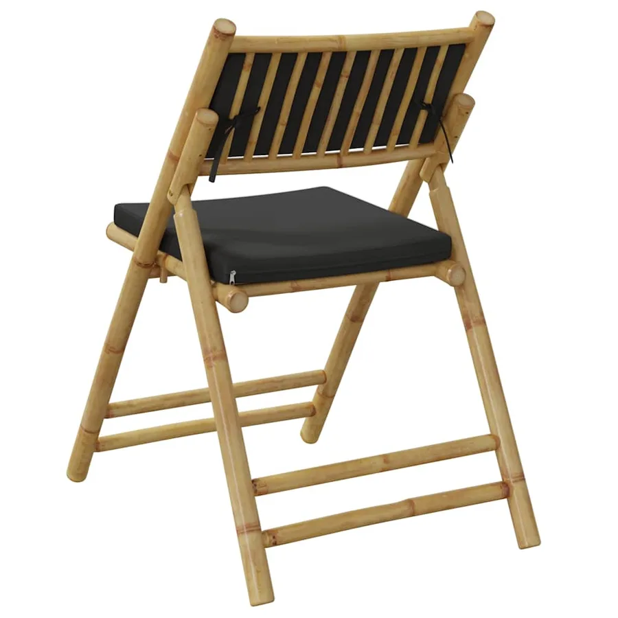 Chaises de bistro pliantes lot de 2 coussins gris foncé bambou - 7