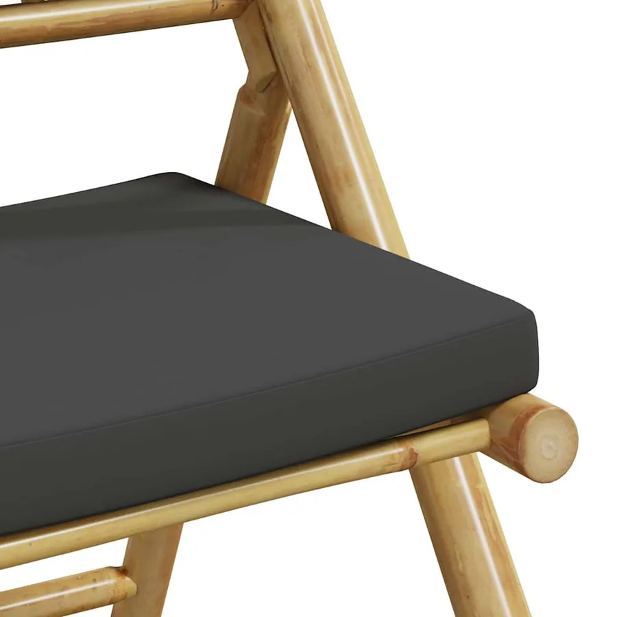 Chaises de bistro pliantes lot de 2 coussins gris foncé bambou - 9