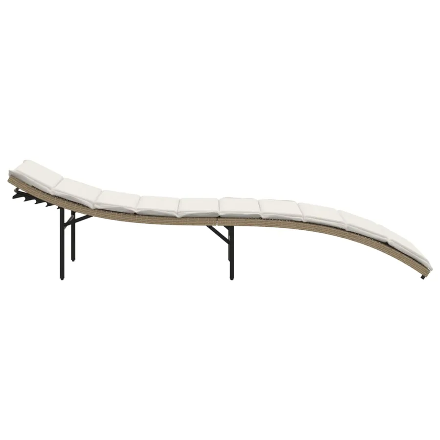 Chaise longue avec coussin beige 55x199x50 cm résine tressée - 5