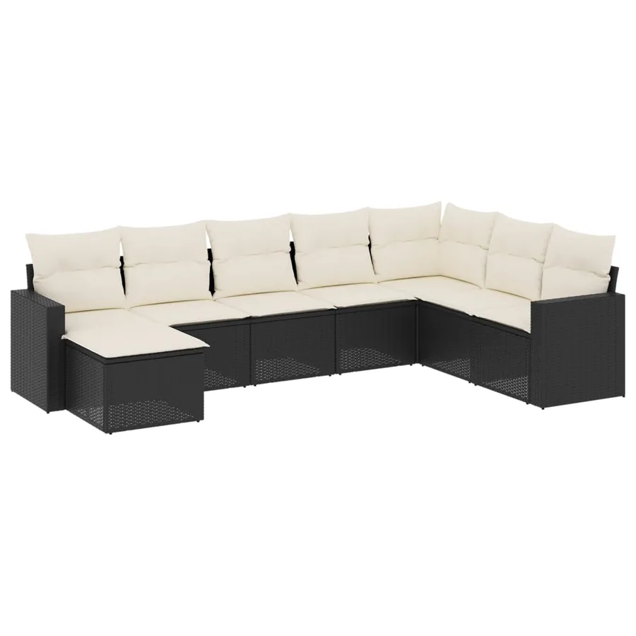 Salon de jardin 8 pcs avec coussins noir résine tressée - 2