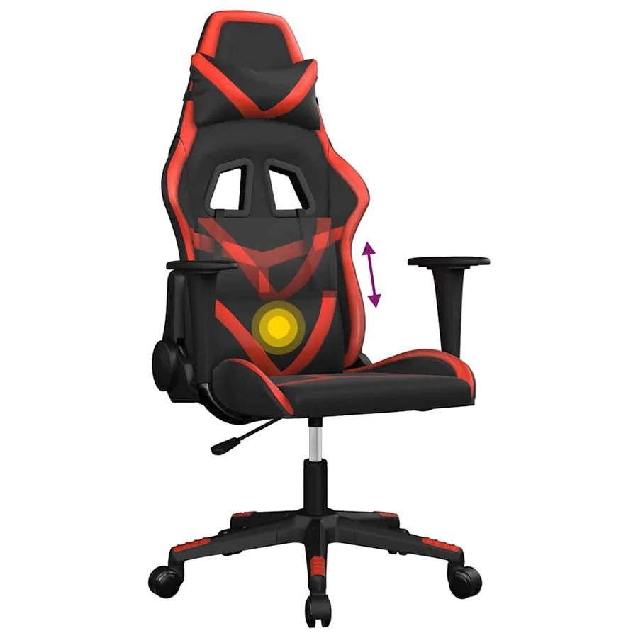 Chaise de jeu de massage Noir et rouge Similicuir - 6