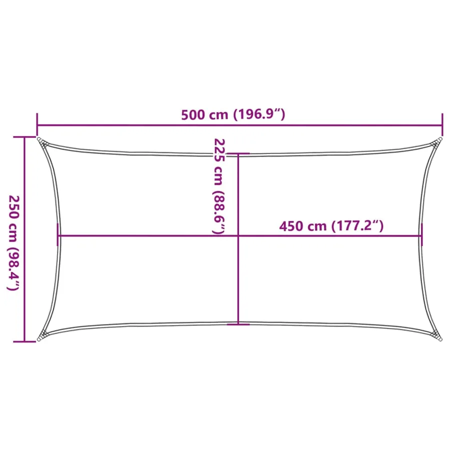 Voile d'ombrage 160 g/m² Jaune 2,5x5 m PEHD - 10