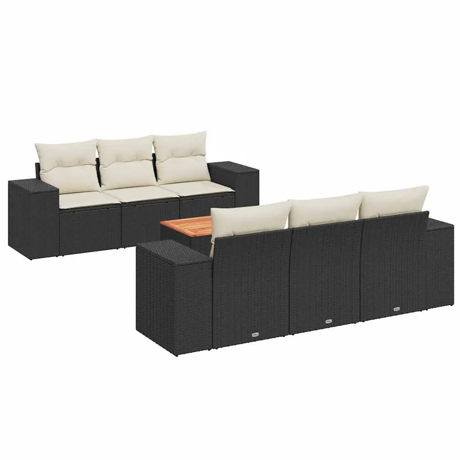 Salon de jardin 7 pcs avec coussins noir résine tressée 55 x 62 x 69 cm - 67,8 kg - 2