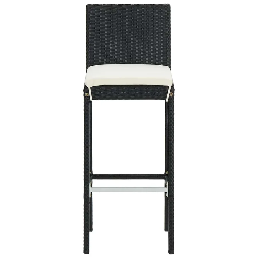 Ensemble de bar de jardin 5 pcs noir bois massif acacia rotin - 6