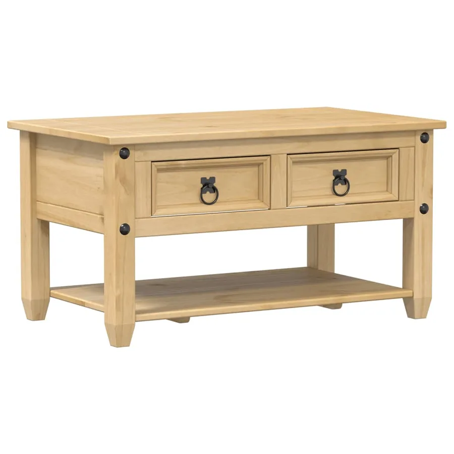 Table basse avec tiroirs Corona 85x50x45 cm bois de pin massif - 2