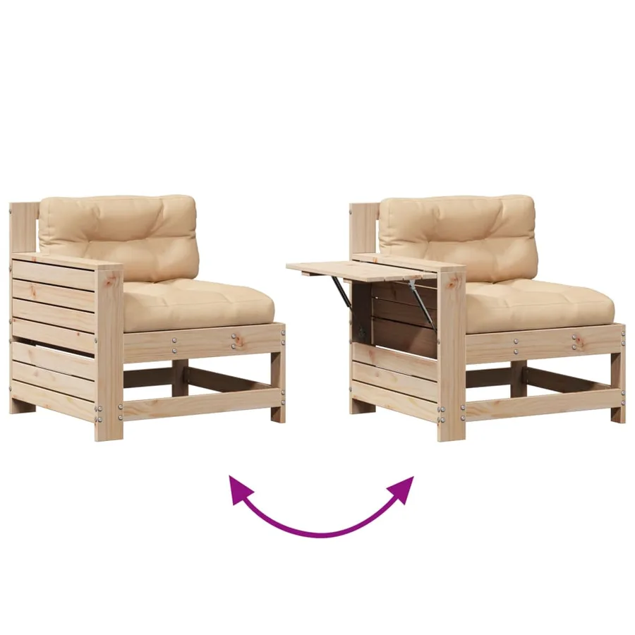 Salon de jardin 5 pcs avec coussins Bois de pin massif - 7