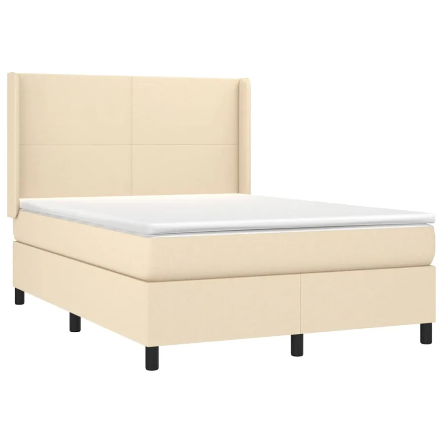 Sommier à lattes de lit matelas et LED Crème 140x190 cm Tissu - 4