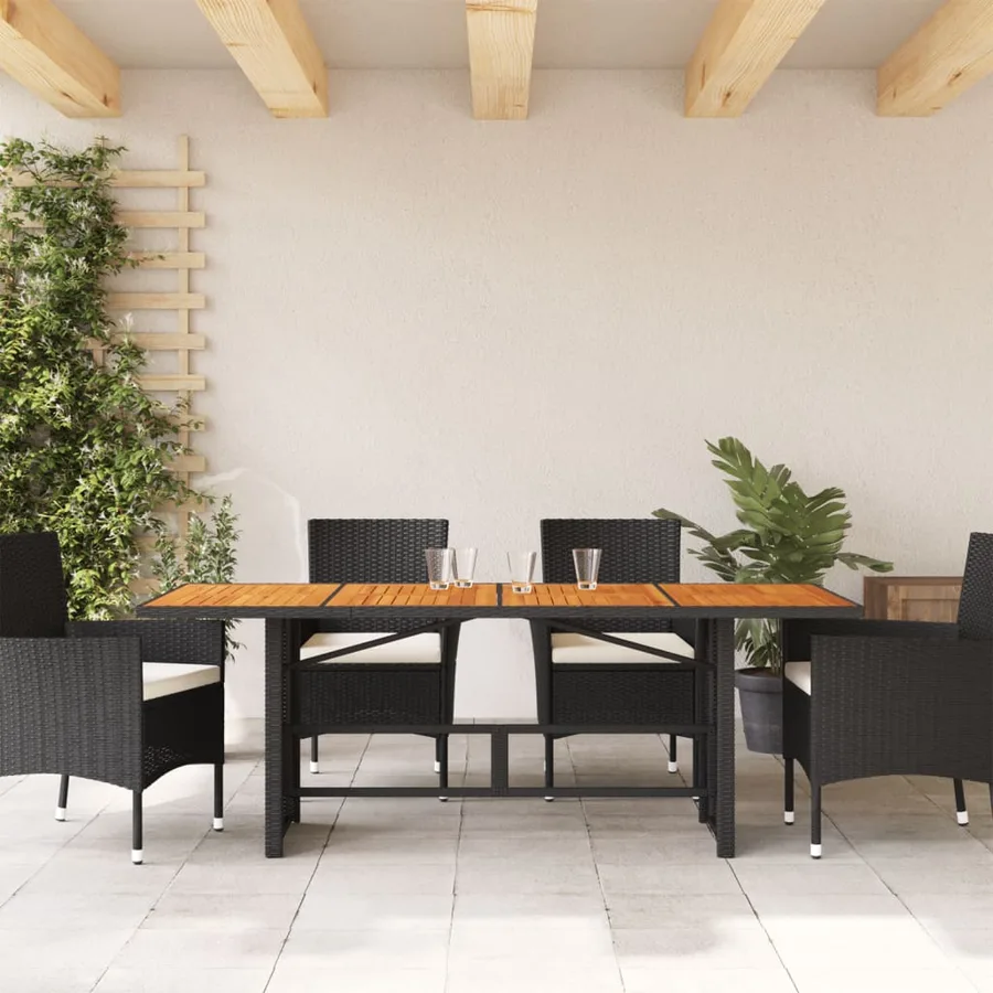 Table de jardin avec dessus en bois d'acacia noir 190x80x74 cm - 3