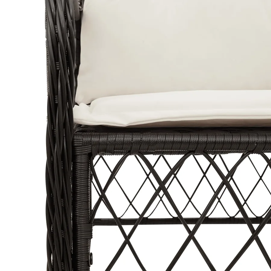 Ensemble à manger de jardin coussins 7pcs Noir Résine tressée - 5