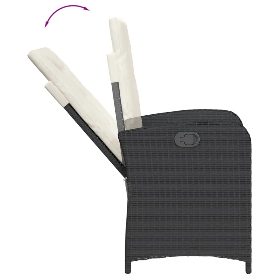 Ensemble à manger de jardin 9pcs coussins noir résine tressée - 5