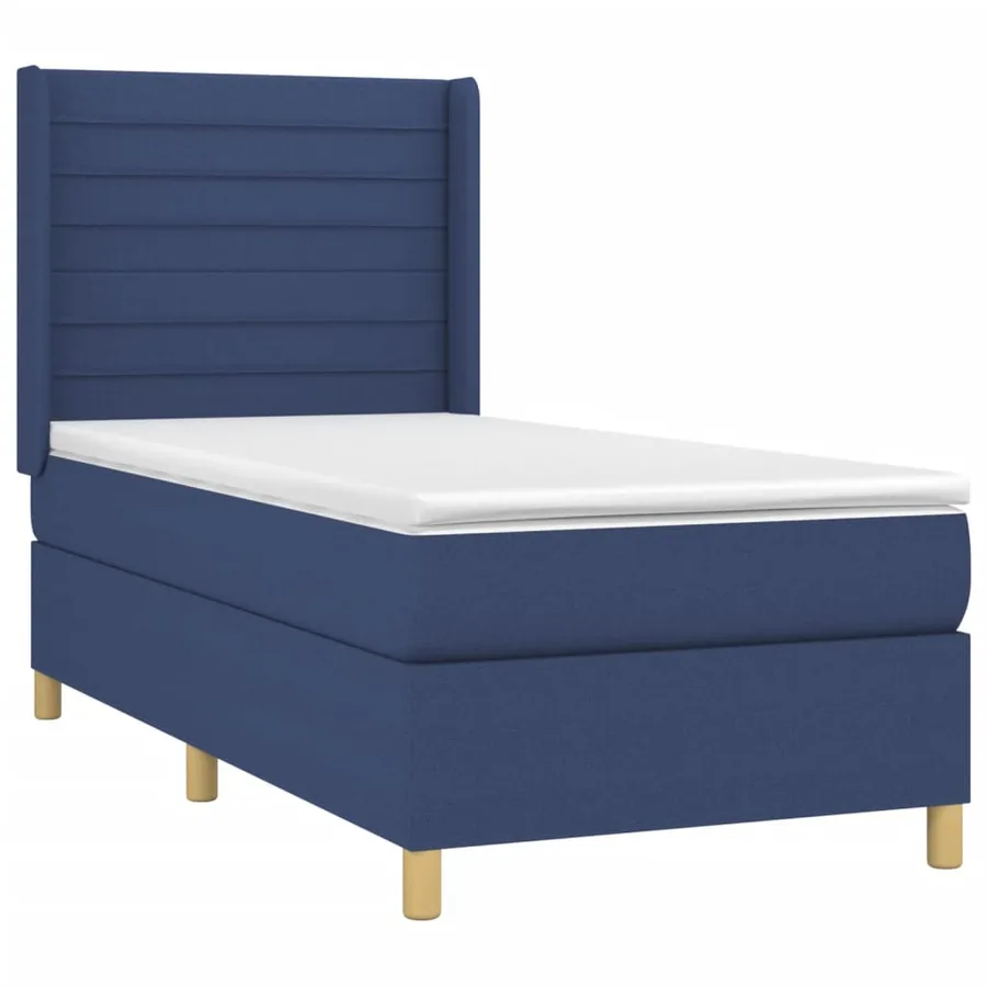 Sommier à lattes de lit avec matelas Bleu 90x200 cm Tissu - 3