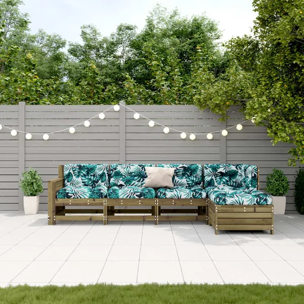 Salon de jardin 5 pcs avec coussins bois de pin imprégné