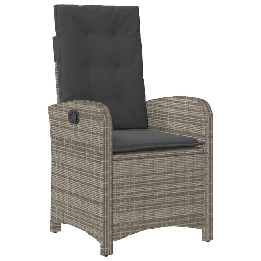 Ensemble à manger de jardin 9 pcs coussins gris résine tressée - 3