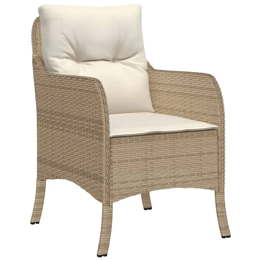 Ensemble à manger de jardin et coussins 7 pcs beige poly rotin - 3