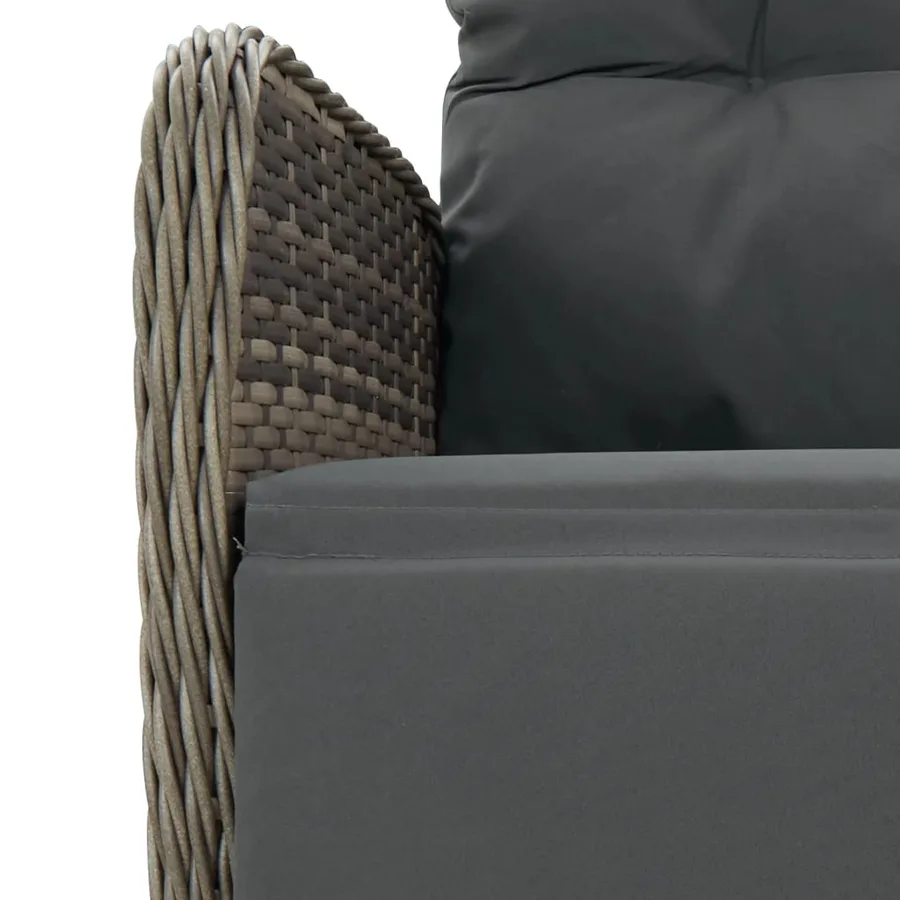 Ensemble à manger de jardin 9 pcs coussins gris résine tressée - 5
