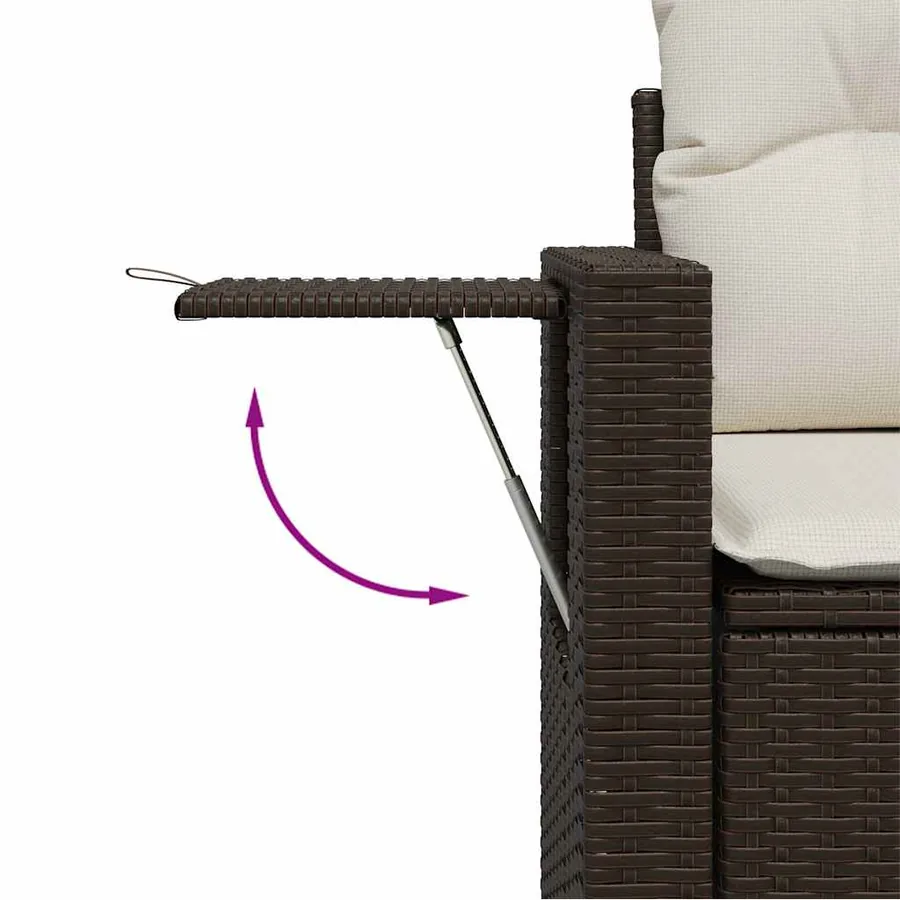 Salon de jardin avec coussins 3 pcs marron résine tressée - 3